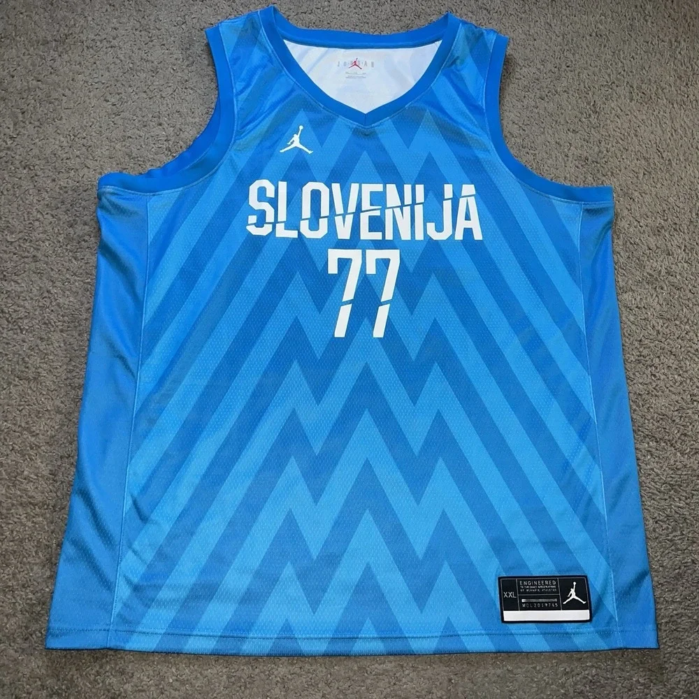 Jordan Slovenia Luka Dončić #77 Men's Basketball Jersey Blue XXL NWOT
